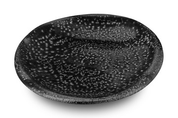 Black plate isolated on white background.