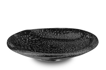 Black plate isolated on white background.