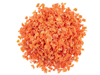 Chopped carrot isolated on white background with copy space for text or images. Spices and herbs....