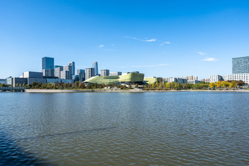 Fototapeta premium view of skyline in ningbo china