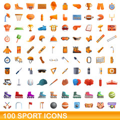 100 sport icons set. Cartoon illustration of 100 sport icons vector set isolated on white background