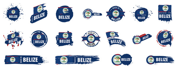 Belize flag, vector illustration on a white background - obrazy, fototapety, plakaty