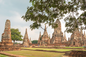 Ayutthaya, Thailand October 4,2019 View of Wat Chaiwatthanaram the ancient buddhist temple in Ayutthaya historical park, one of a major tourist attraction