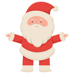 Cute Santa Claus vector cartoon character isolated on white background.