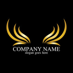 wings gold logo vector illustration template-vector