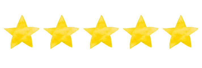 Watercolor yellow five stars review illustration - 302002490