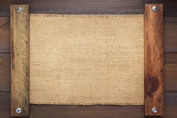 burlap hessian sacking texture on wood