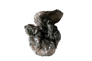 Black plastic garbages bag isolated on a white background
