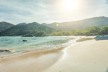 Sunset view landscape of Costa Verde beach in Trindade city of Paraty, State of Rio de Janeiro,...