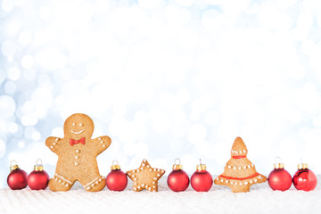 Christmas composition with gingerbread cookies