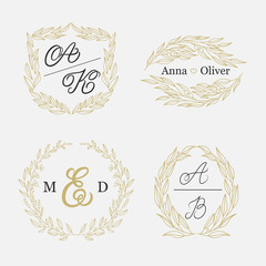 Elegant floral monograms and borders.
