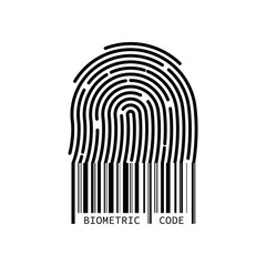 Fingerprint barcode. Digital security authentication concept. Biometric authorization. Identification. 