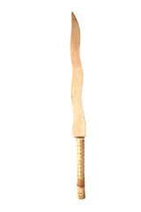 Brown wooden sword on white background