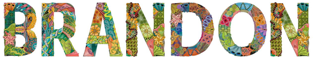 Male name BRANDON. Vector decorative zentangle object
