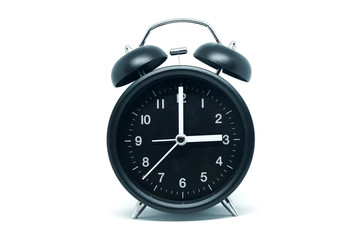 Black Table Clock Vintage patterns isolated white background - 3 O'clock     