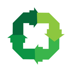 green arrow recycle logo vector icon template