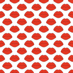 Seamless vecor pattern with red plump female lips
