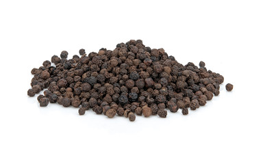 Black pepper isolated on white background. Spices.