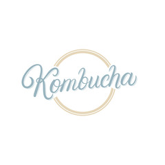 Kombucha hand written lettering logo