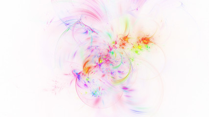 Fototapeta na wymiar Abstract transparent rainbow crystal shapes. Fantasy light background. Digital fractal art. 3d rendering.