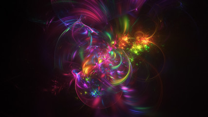 Fototapeta premium Abstract transparent rainbow crystal shapes. Fantasy light background. Digital fractal art. 3d rendering.