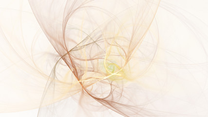 Abstract golden blurred shapes. Fantasy light background. Digital fractal art. 3d rendering.