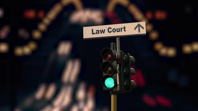 Street Sign the Direction Way to Law Court
