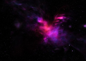 Far being shone nebula and star field. 3D rendering