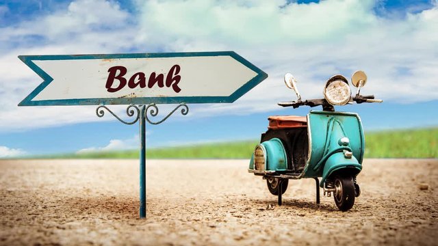 Street Sign the Way to Bank