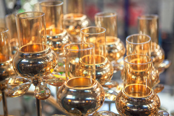 glass objects on the showcase