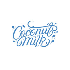 Coconut milk hand written lettering for logo