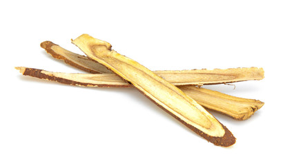 Liquorice root isolated on white background