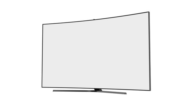 curved empty screen fuhd tv 3d render on white no shadow