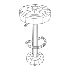 Retro vintage bar stool. High chair. Bar interior design. Wireframe low poly mesh vector illustration