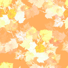 Fototapeta premium Seamless pattern of grape leaves.Motives on white and color background.