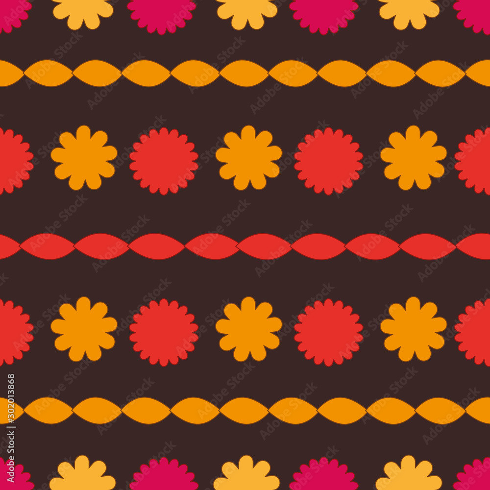 Poster retro flowers pattern print background design version