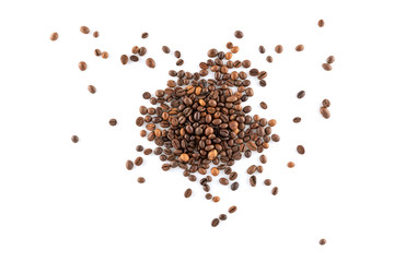Coffee Beans Isolated on White Background, close-up