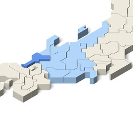 日本地図 中部地方 福井県