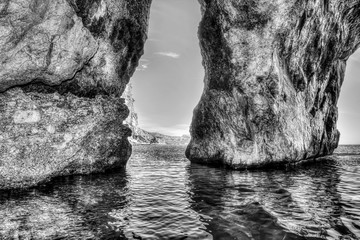 cave in Orosei Gulf in hdr