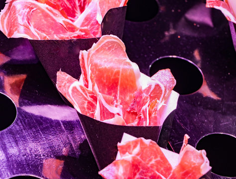 Dry Spanish ham, jamon, bellota, prosciutto,  and parma ham snack backets