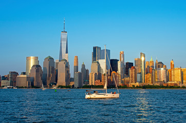 View of the waterways of lower Manhattan and the World Financial Center from Liberty State Park in Jersey City, New Jersey -10