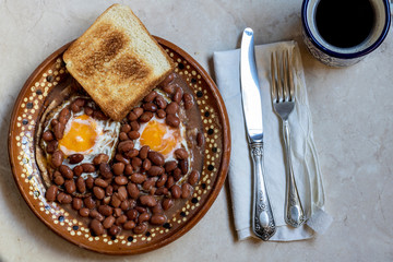Huevos con Frijoles (Eggs with beans) traditional mexican breakfast