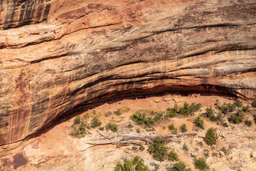 Anasazi Cliff dwelling tucked into the face of this cliff can be seen from an overlook on Horse Collar Canyon Trail in Natural Bridges National Monument, Utah