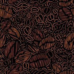 Foto op Plexiglas Koffie Vector naadloos patroon. Koffieboon