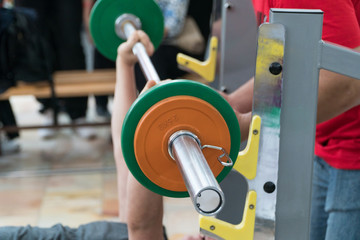 bench press in the gym. competition and tournament