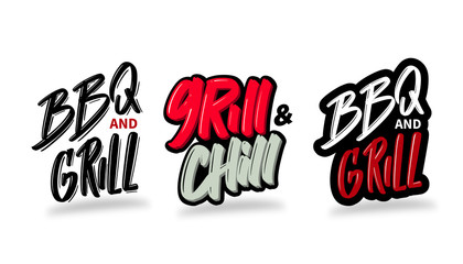 Grill Chill hand drawn modern brush lettering. Vector illustration logo text for business, print and advertising