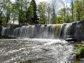 Beautiful small waterfall in Alujoa, Estonia. Long Exposure