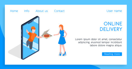 Modern Online Delivery concept of landing page vector isometric 3d illustration.