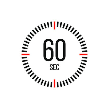 60 second countdown time, digital stopwatch chronometer clock isolated. Vector illustration