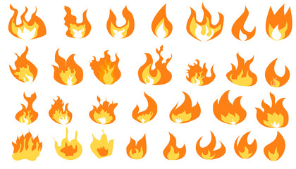 Collection of hot flaming element. 